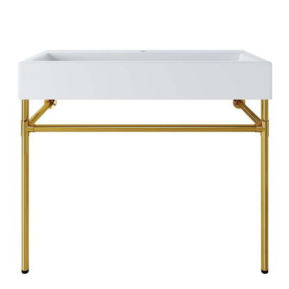 Modway Redeem 40" Wall-Mount Gold Stainless Steel Bathroom Vanity FredCo