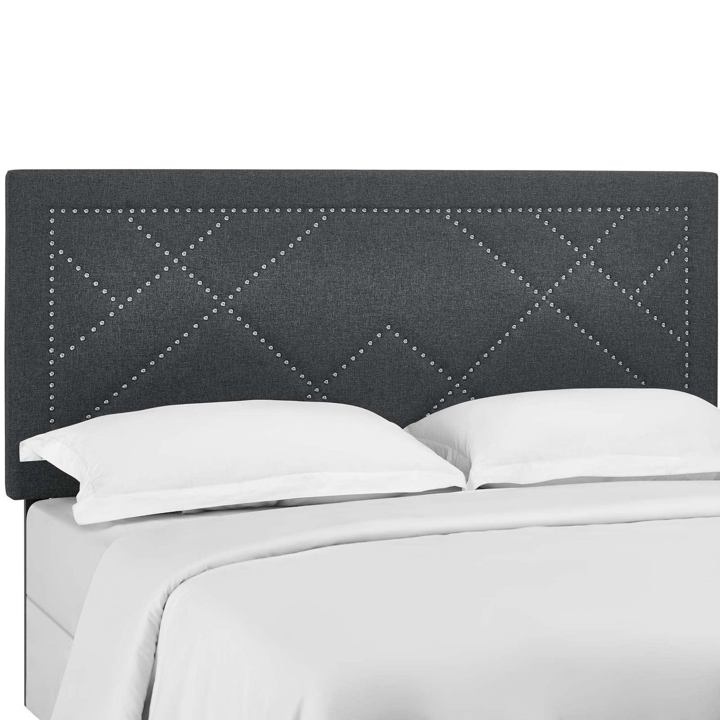 Modway Reese Nailhead Full / Queen Upholstered Linen Fabric Headboard FredCo