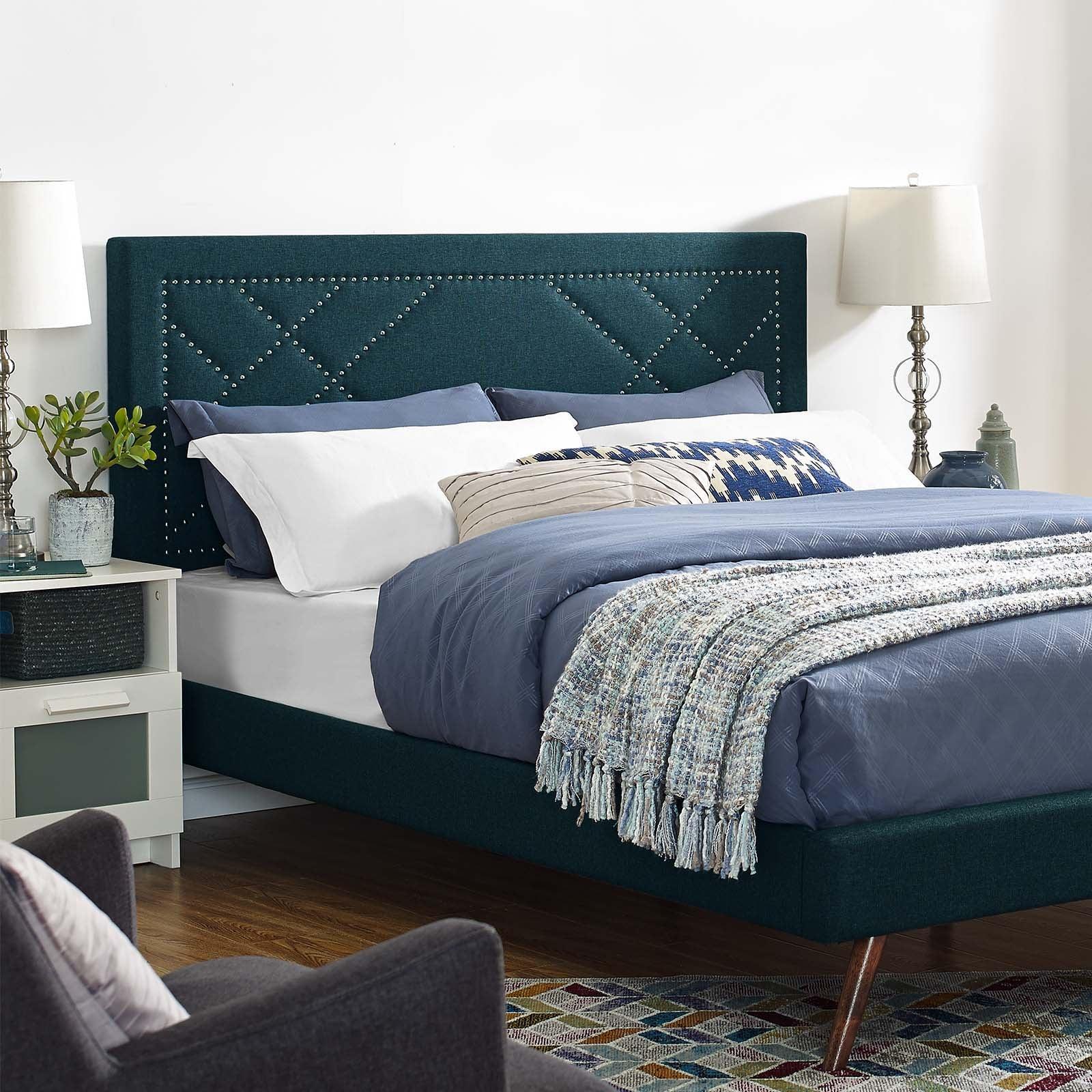 Modway Reese Nailhead Full / Queen Upholstered Linen Fabric Headboard FredCo