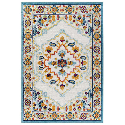 Modway Reflect Ansel Distressed Floral Persian Medallion Indoor and Outdoor Area Rug FredCo
