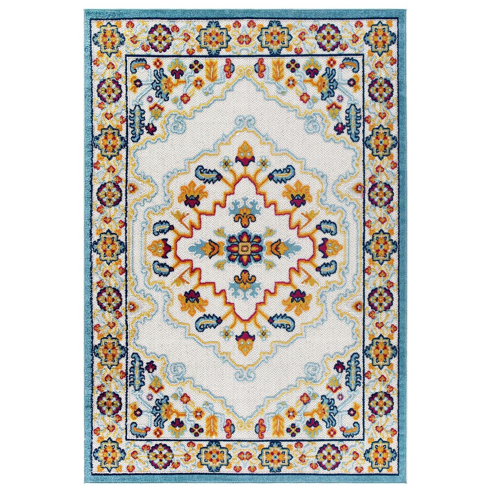 Modway Reflect Ansel Distressed Floral Persian Medallion Indoor and Outdoor Area Rug FredCo