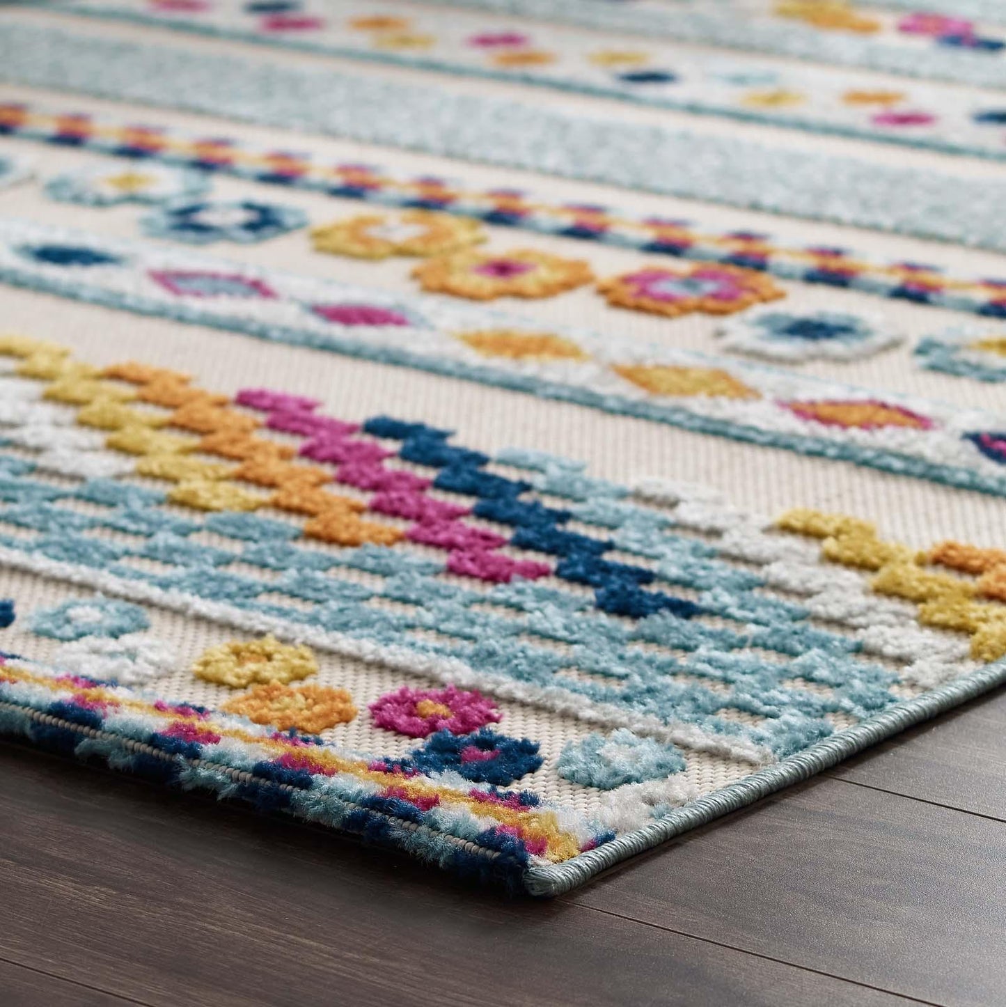 Modway Reflect Cadhla Vintage Abstract Geometric Lattice Indoor and Outdoor Area Rug FredCo