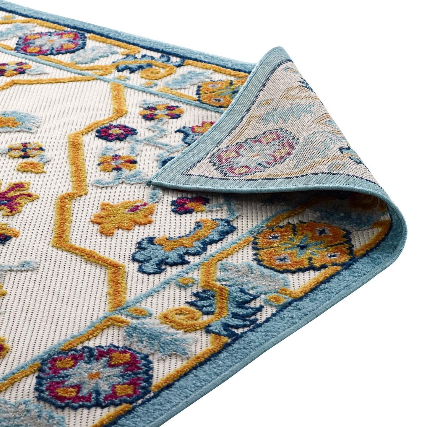 Modway Reflect Freesia Distressed Floral Persian Medallion Indoor and Outdoor Area Rug FredCo