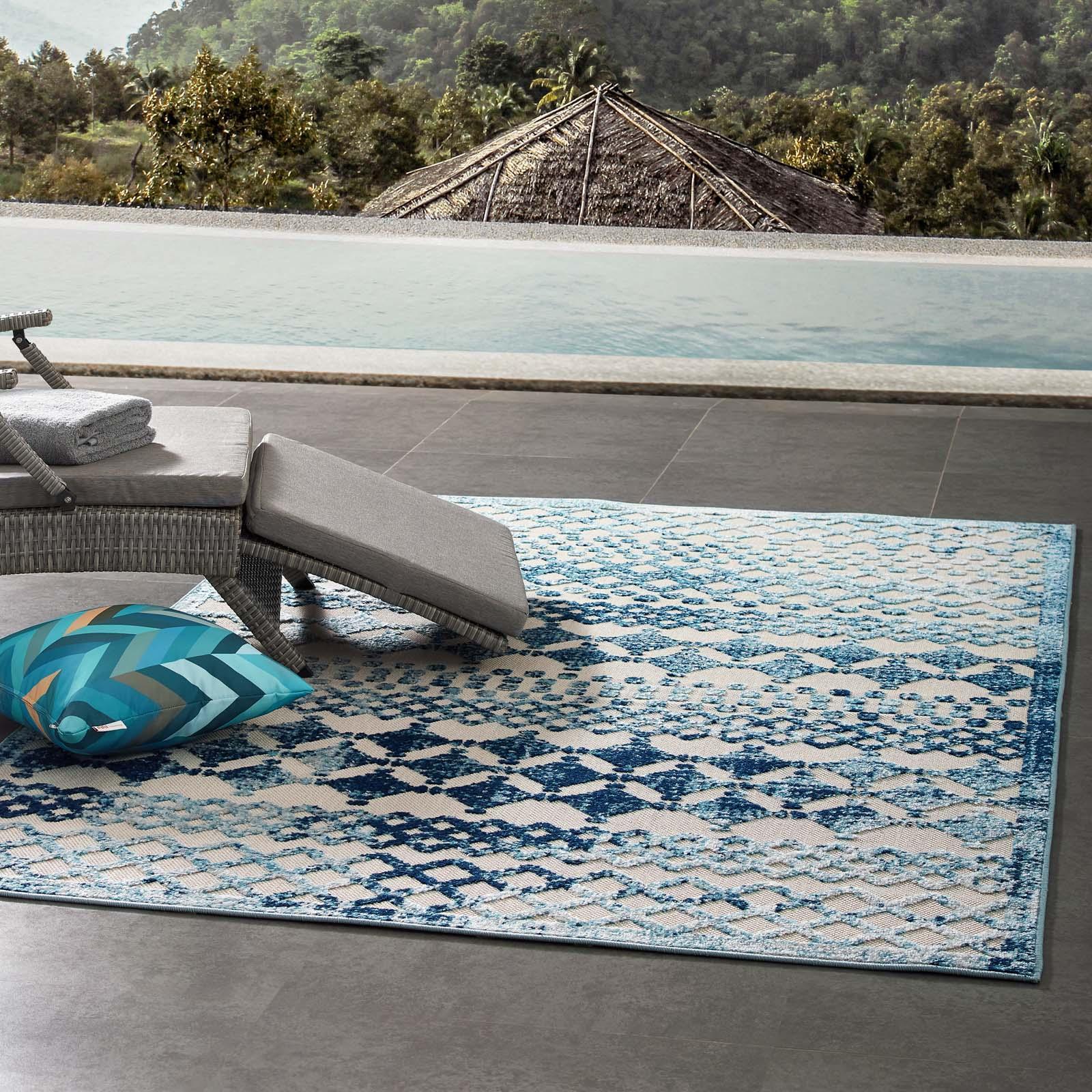 Modway Reflect Giada Abstract Diamond Moroccan Trellis Indoor/Outdoor Area Rug FredCo