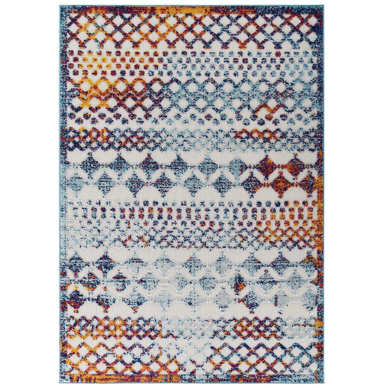 Modway Reflect Giada Abstract Diamond Moroccan Trellis Indoor/Outdoor Area Rug FredCo