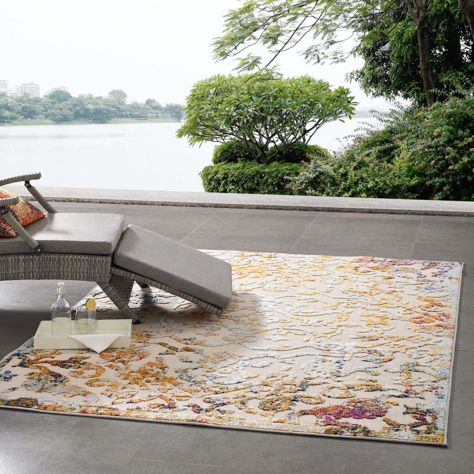 Modway Reflect Primrose Ornate Floral Lattice Indoor/Outdoor Area Rug FredCo