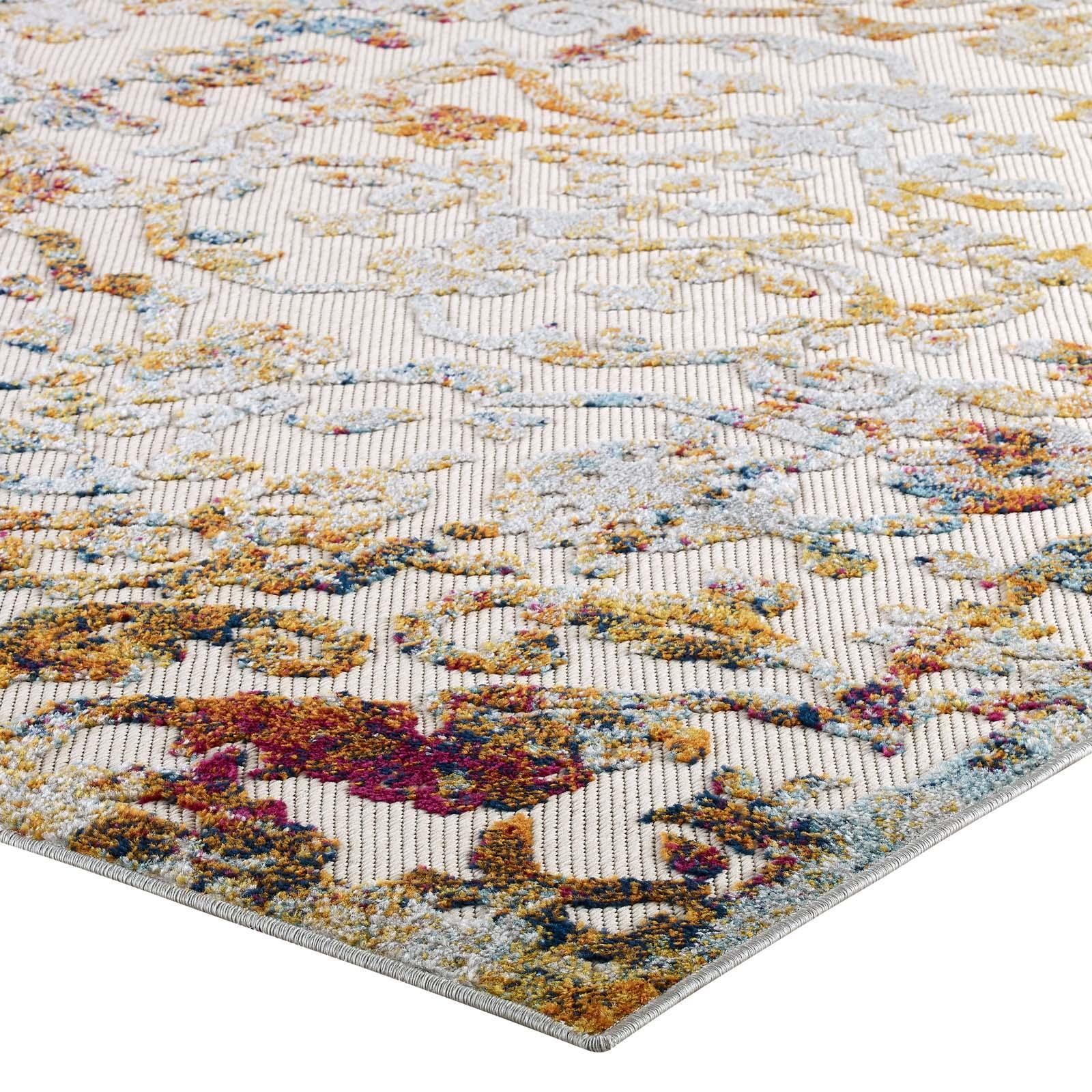Modway Reflect Primrose Ornate Floral Lattice Indoor/Outdoor Area Rug FredCo