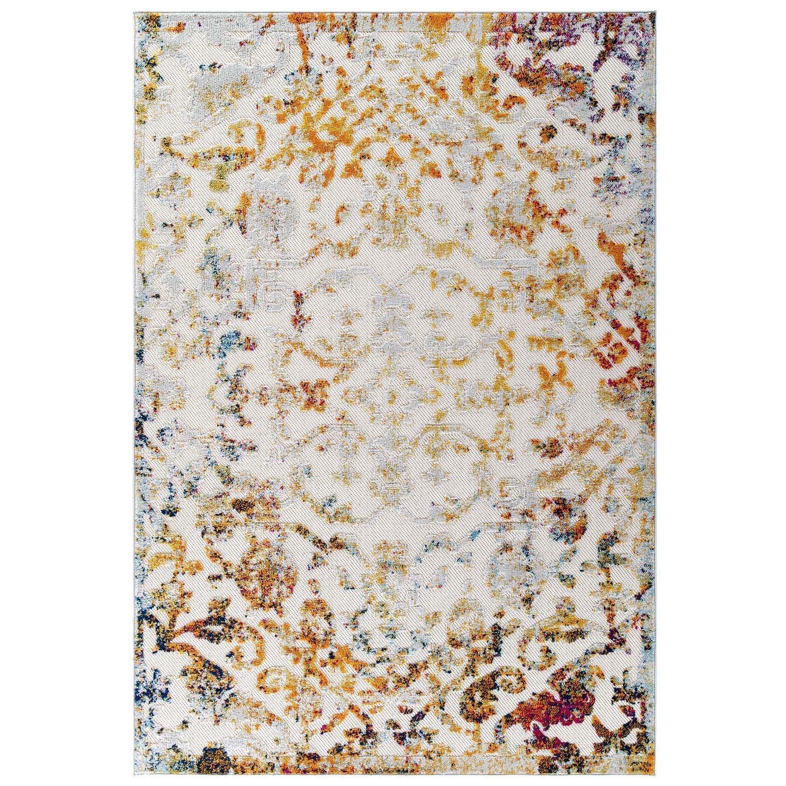 Modway Reflect Primrose Ornate Floral Lattice Indoor/Outdoor Area Rug FredCo