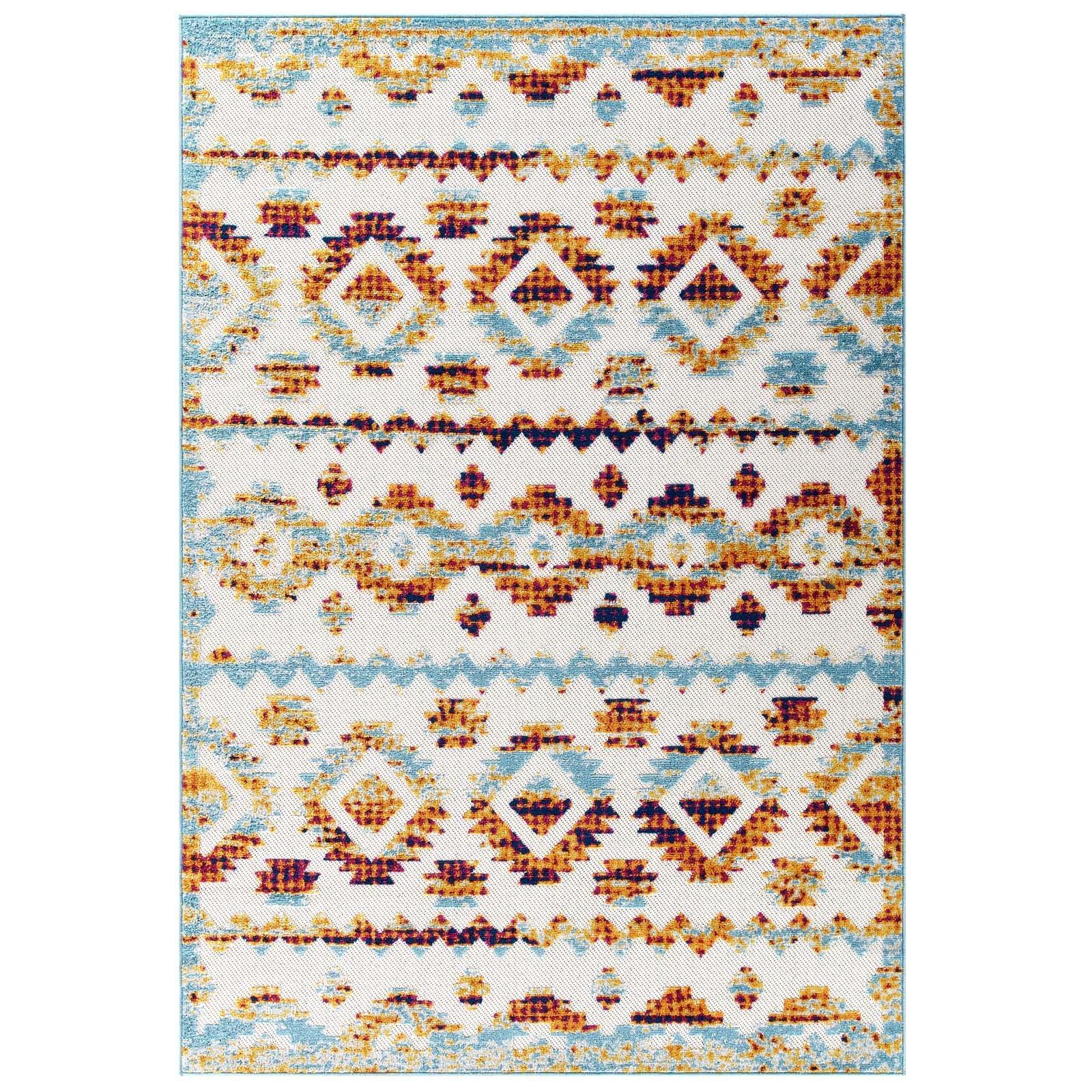 Modway Reflect Takara Abstract Diamond Moroccan Trellis Indoor and Outdoor Area Rug FredCo