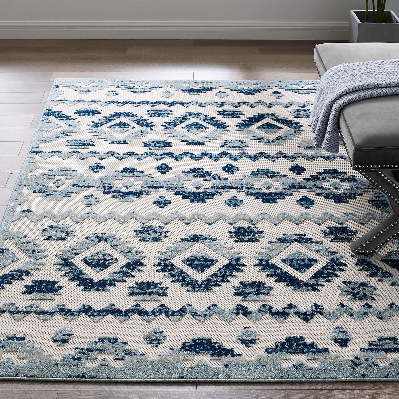 Modway Reflect Takara Abstract Diamond Moroccan Trellis Indoor and Outdoor Area Rug FredCo