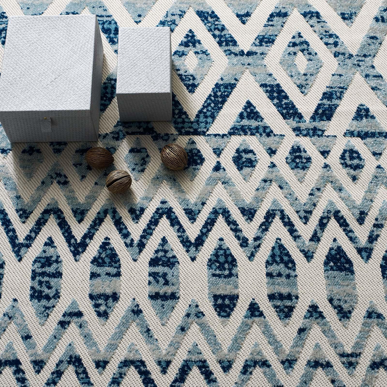 Modway Reflect Tamako Diamond and Chevron Moroccan Trellis Indoor / Outdoor Area Rug FredCo
