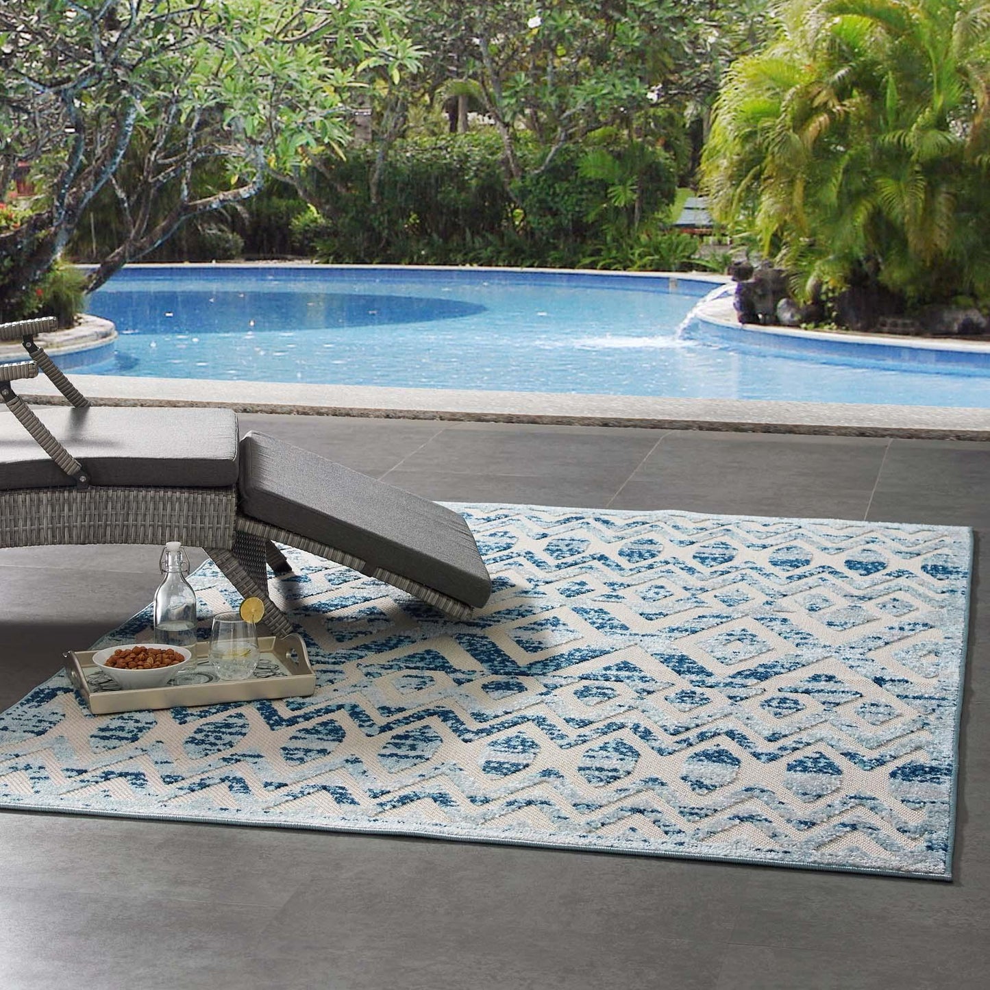 Modway Reflect Tamako Diamond and Chevron Moroccan Trellis Indoor / Outdoor Area Rug FredCo