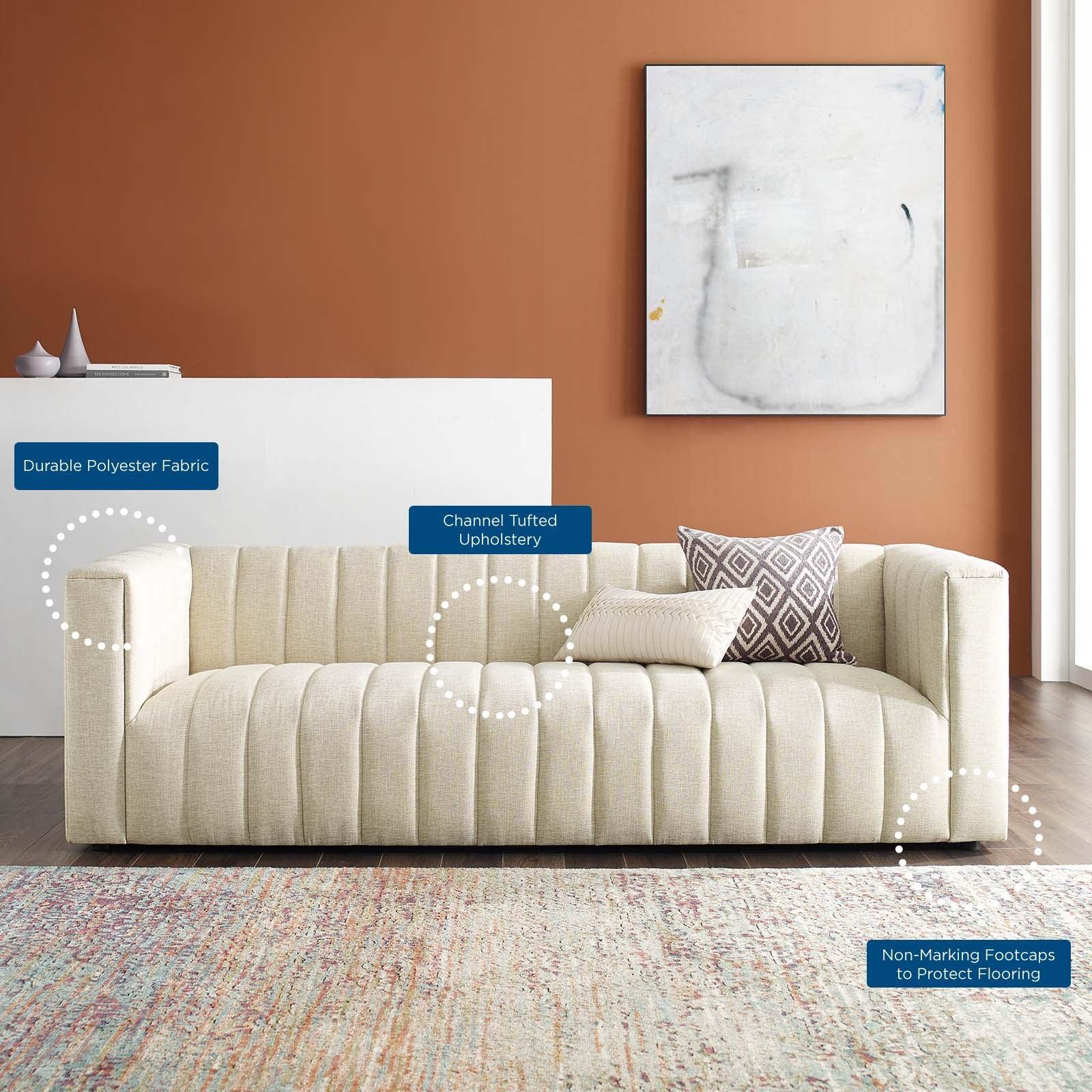Modway Reflection Channel Tufted Upholstered Fabric Sofa FredCo