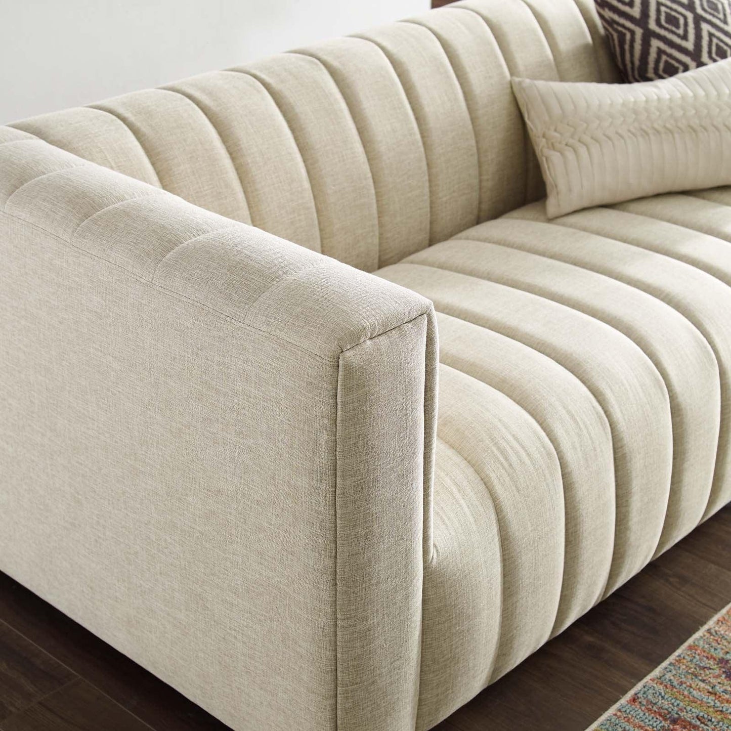 Modway Reflection Channel Tufted Upholstered Fabric Sofa FredCo
