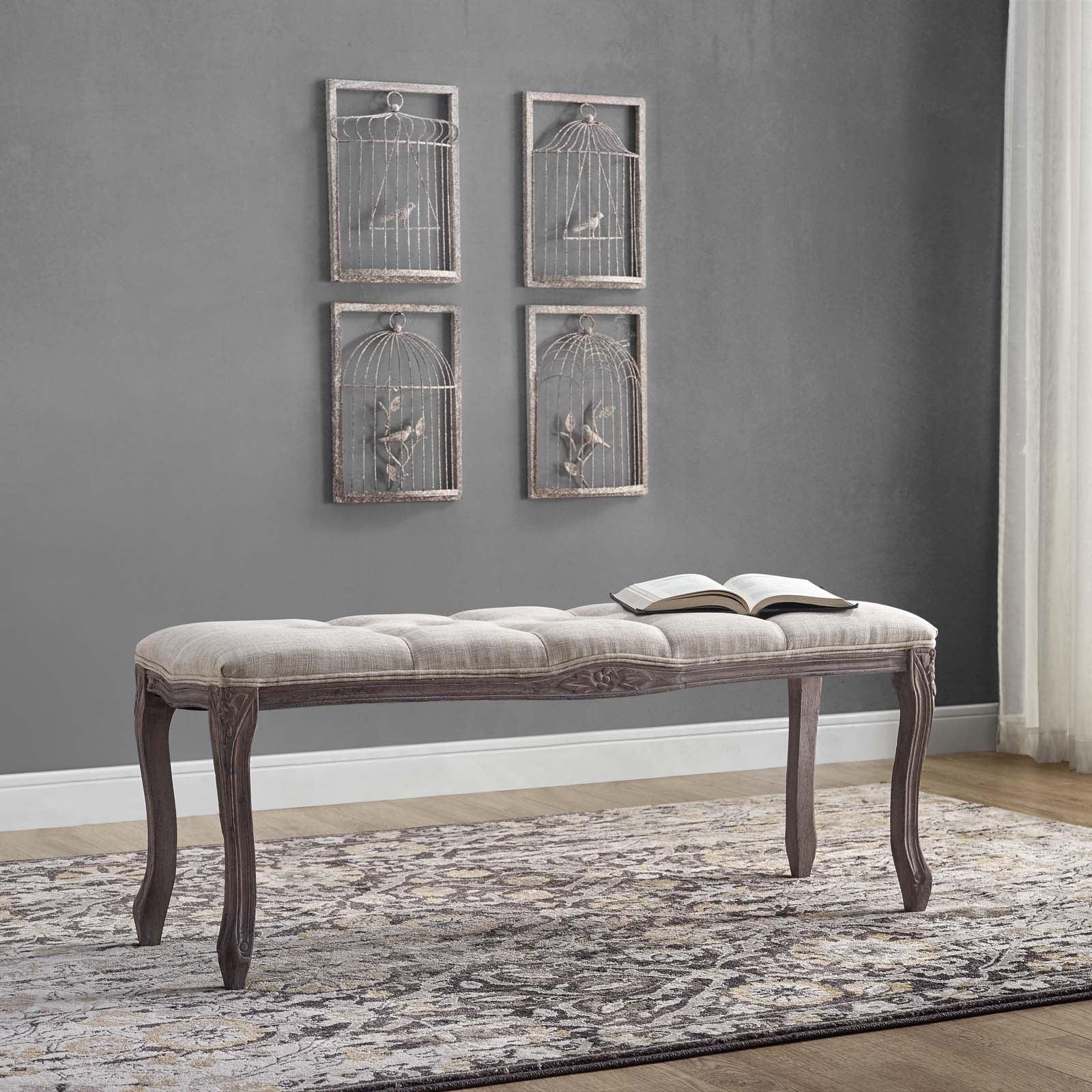 Modway Regal Vintage French Upholstered Fabric Bench FredCo