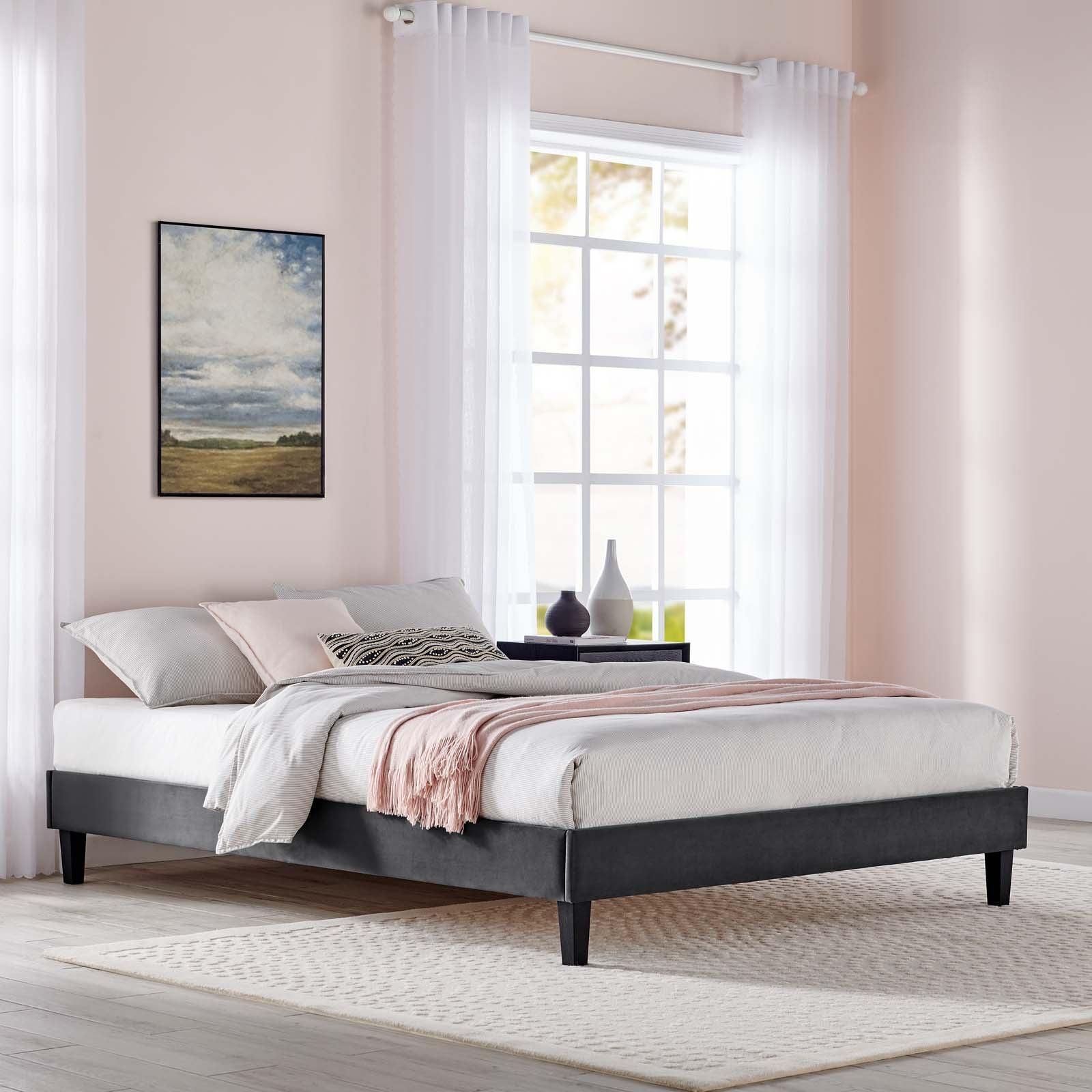 Modway Reign King Performance Velvet Platform Bed Frame FredCo