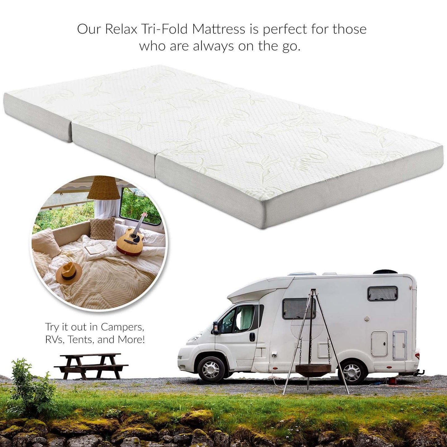 Modway Relax 25 x 75 x 4 Tri-Fold Mattress Topper FredCo
