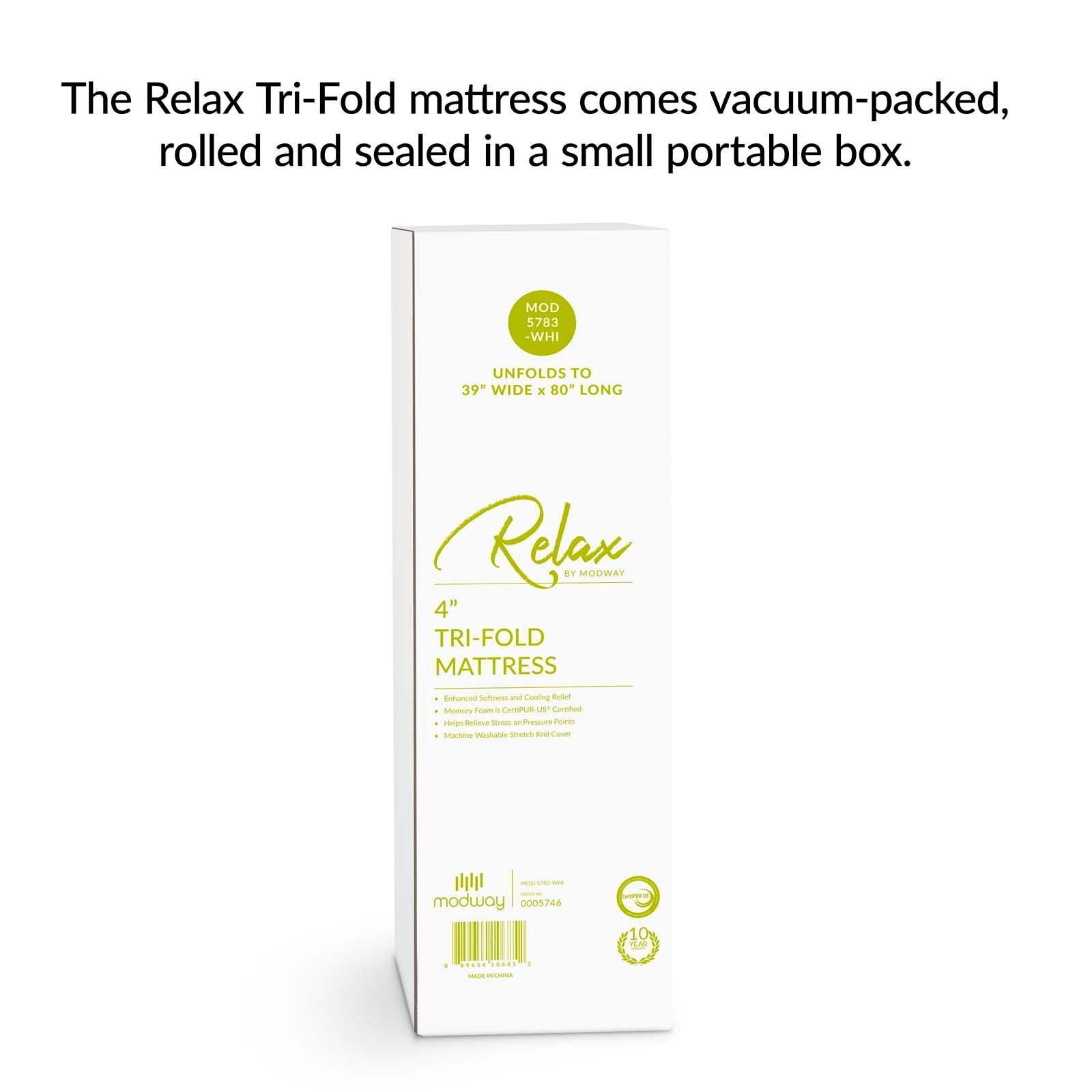 Modway Relax 39 x 80 x 4 (Twin XL) Tri-Fold Mattress Topper FredCo