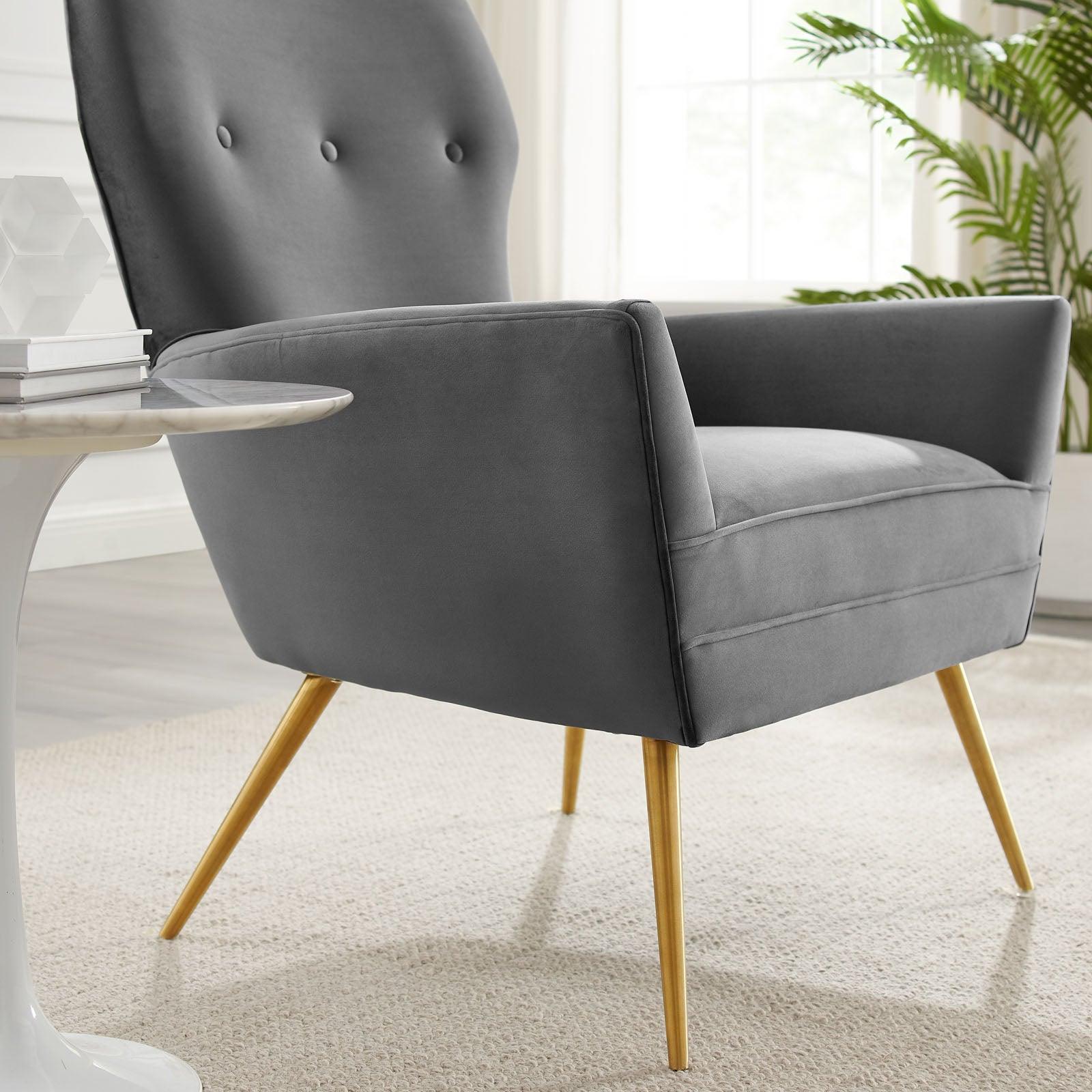 Modway Renata Button Tufted Performance Velvet Armchair FredCo