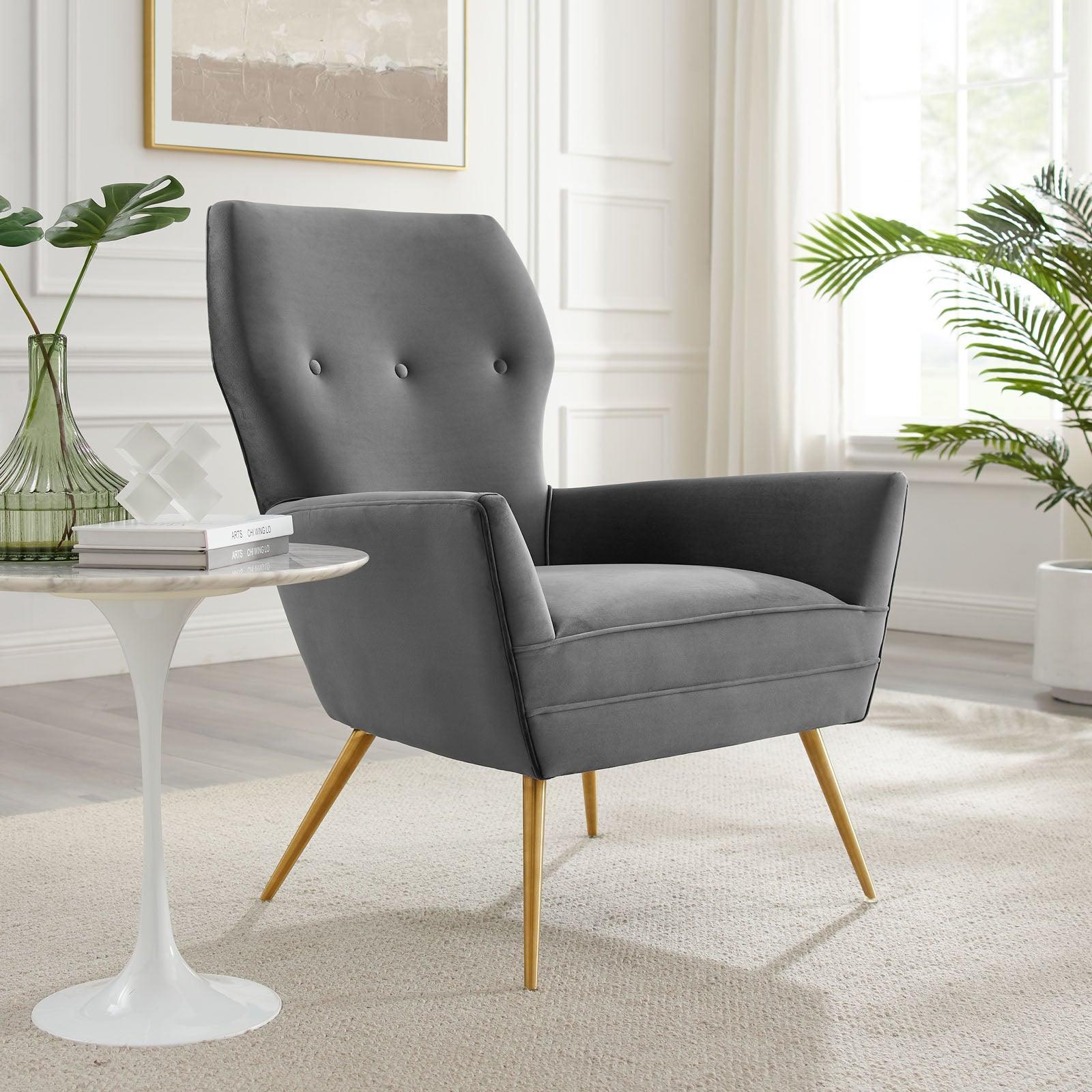 Modway Renata Button Tufted Performance Velvet Armchair FredCo