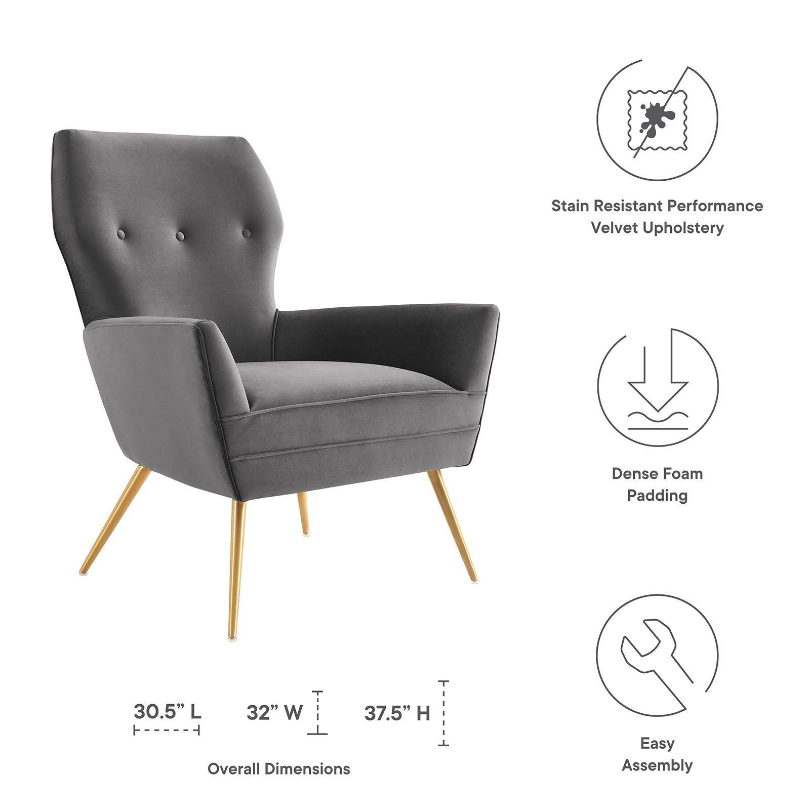 Modway Renata Button Tufted Performance Velvet Armchair FredCo