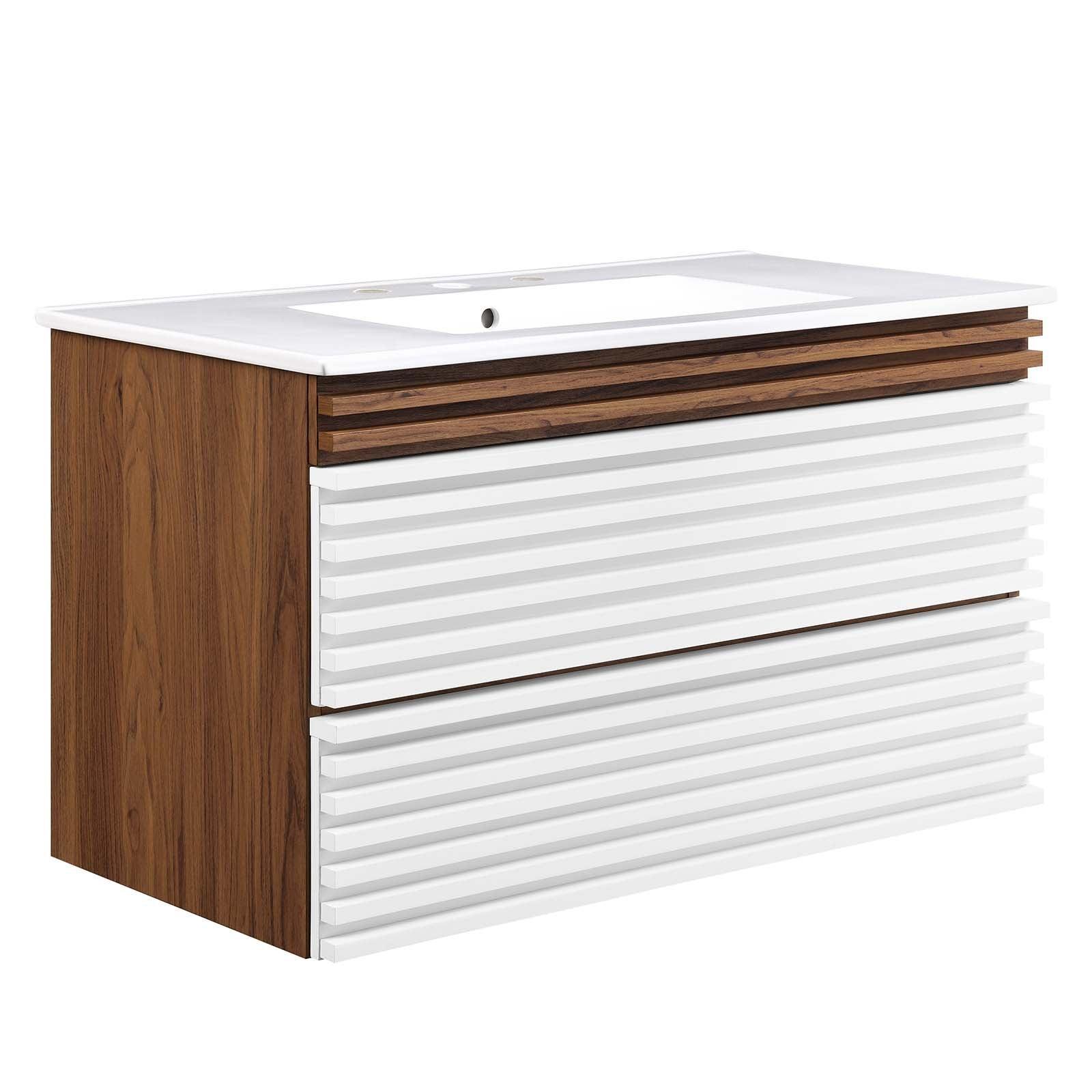 Modway Render 36" Wall-Mount Bathroom Vanity FredCo