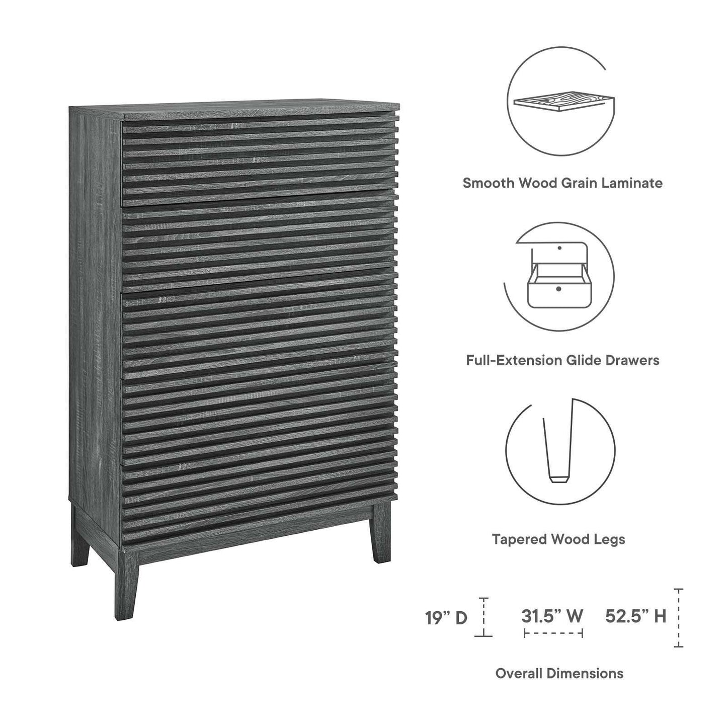 Modway Render 5-Drawer Dresser Chest FredCo