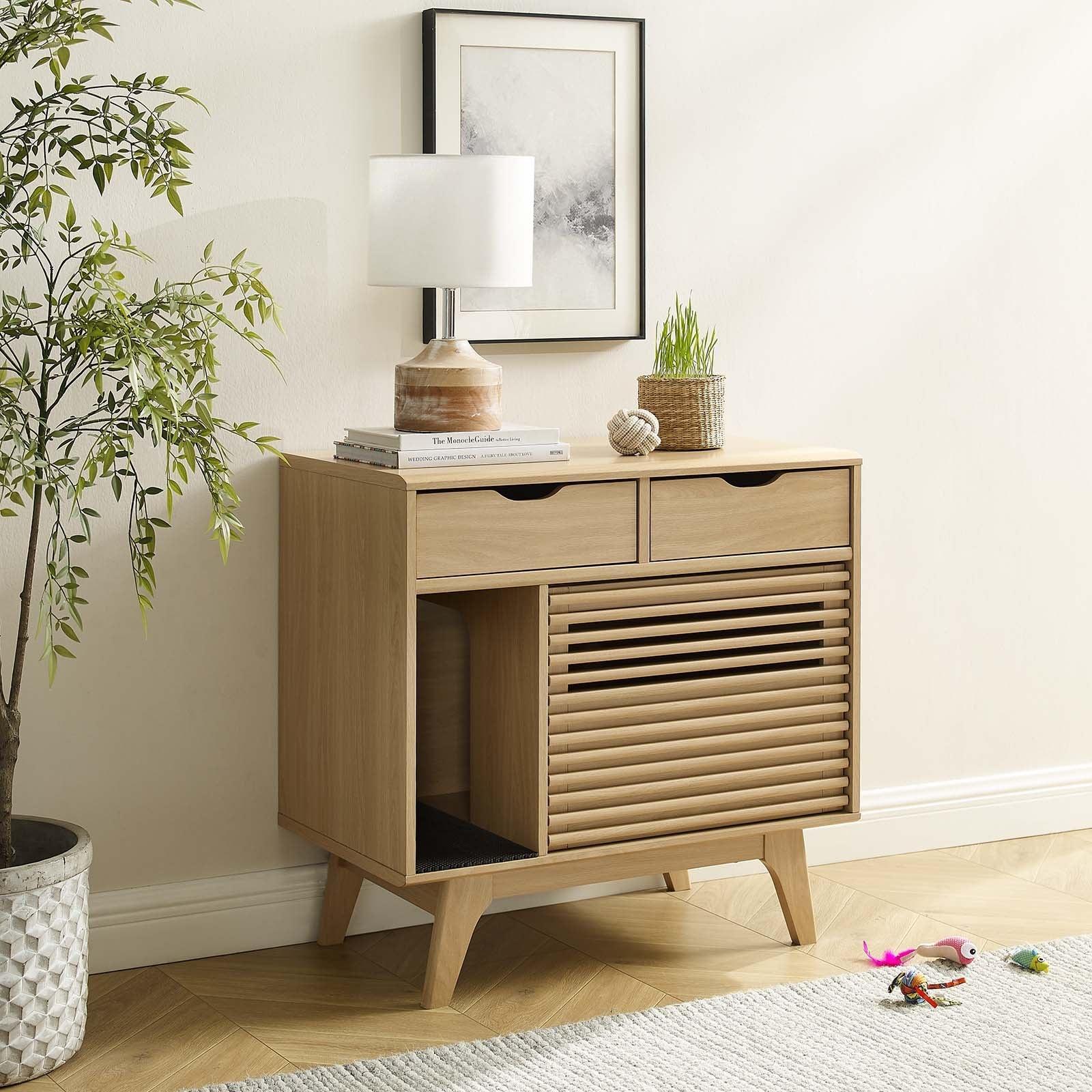 Modway Render Cat Cabinet Walnut & Oak FredCo