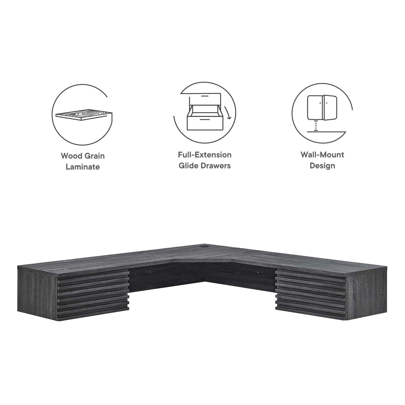 Modway Render Wall Mount Corner Office Desk FredCo