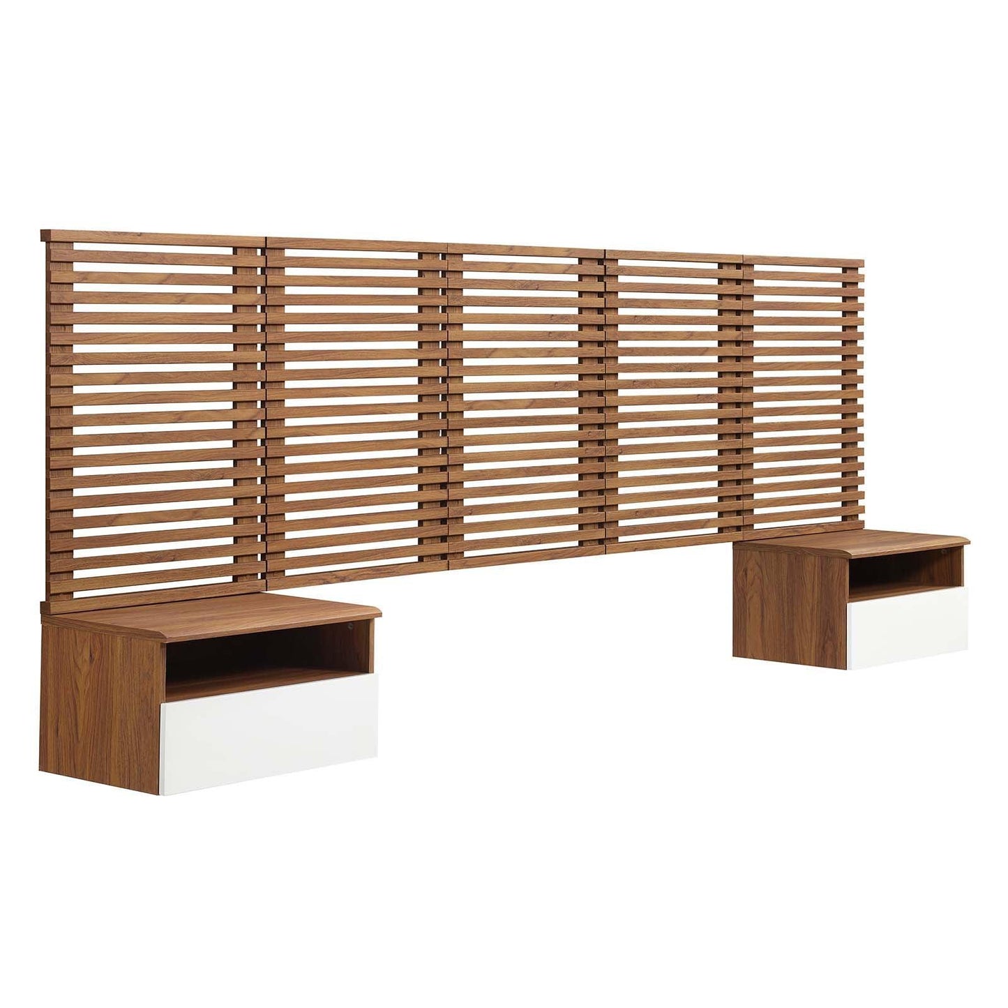 Modway Render Wall Mount Queen Headboard and Modern Nightstands FredCo