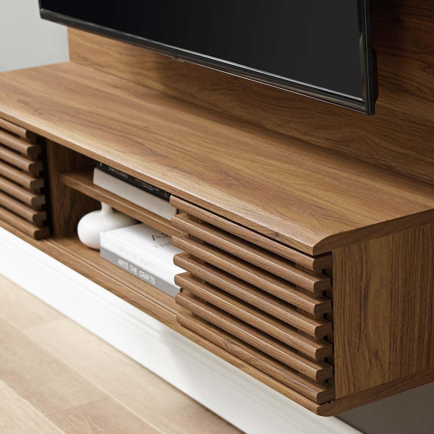 Modway Render Wall Mounted TV Stand Entertainment Center FredCo