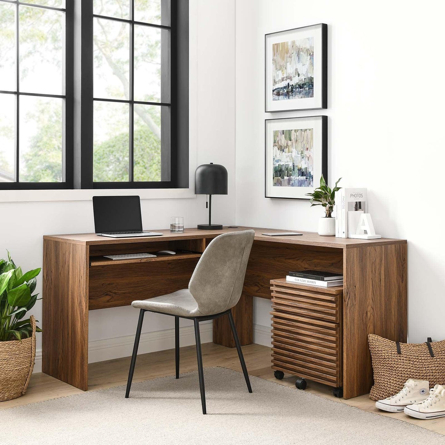 Modway Render Wood Desk and File Cabinet Set FredCo