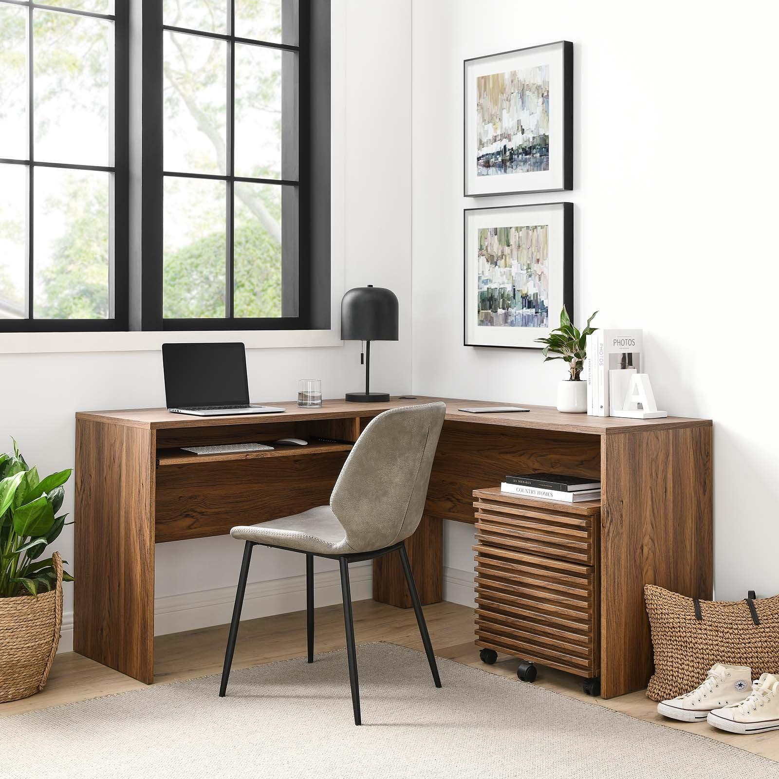 Modway Render Wood Desk and File Cabinet Set FredCo