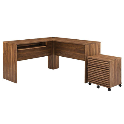 Modway Render Wood Desk and File Cabinet Set FredCo