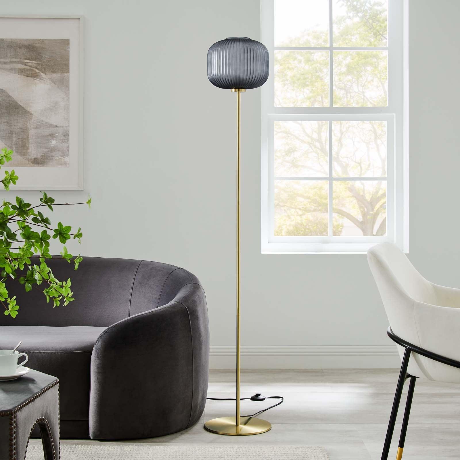 Modway Reprise Glass Sphere Glass and Metal Floor Lamp FredCo