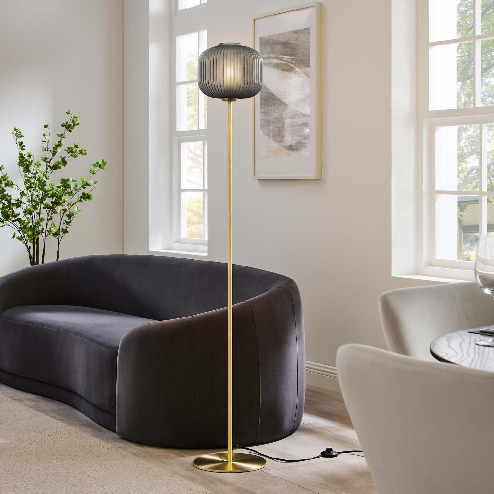 Modway Reprise Glass Sphere Glass and Metal Floor Lamp FredCo