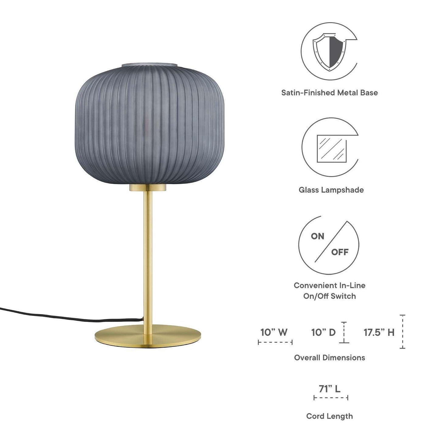 Modway Reprise Glass Sphere Glass and Metal Table Lamp FredCo