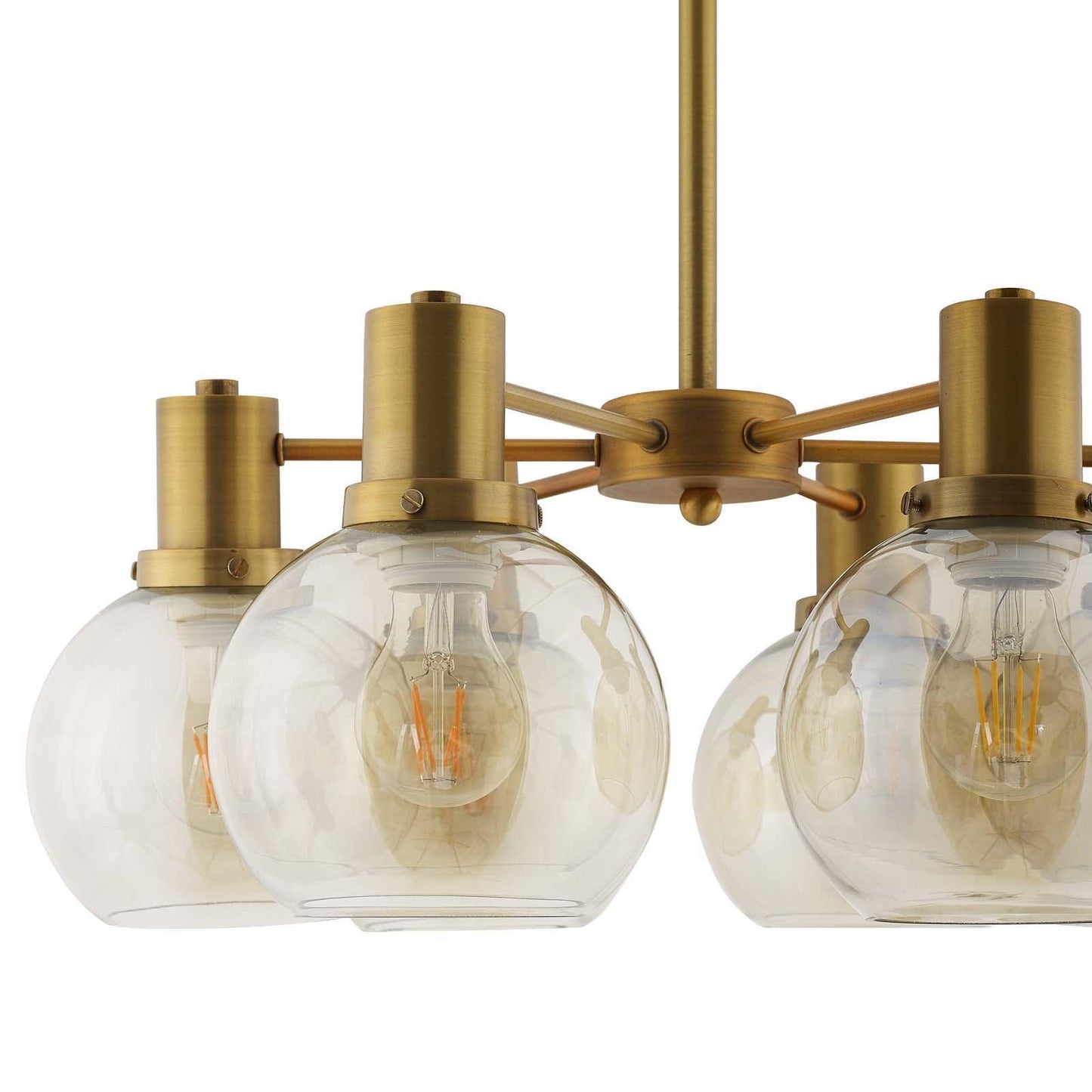 Modway Resound Amber Glass And Brass Pendant Chandelier FredCo