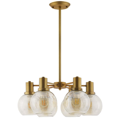 Modway Resound Amber Glass And Brass Pendant Chandelier FredCo