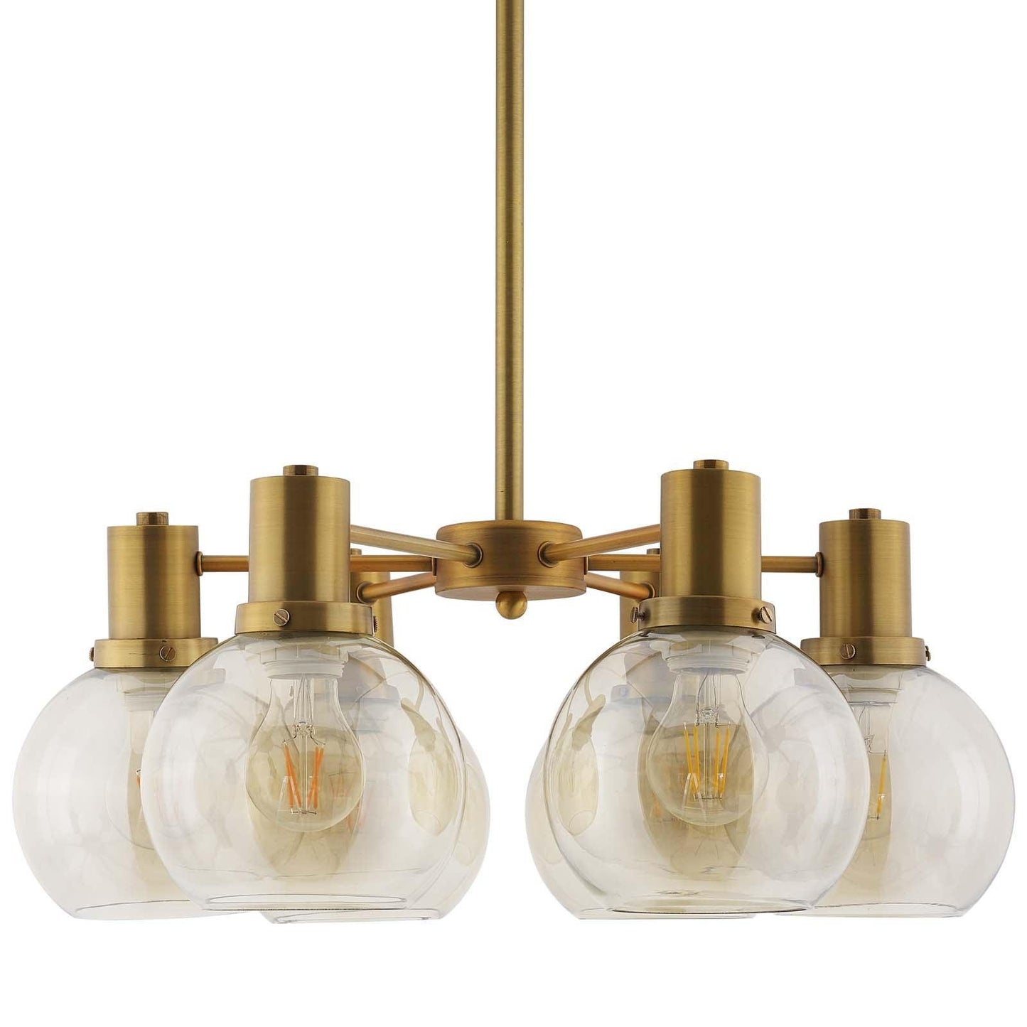 Modway Resound Amber Glass And Brass Pendant Chandelier FredCo