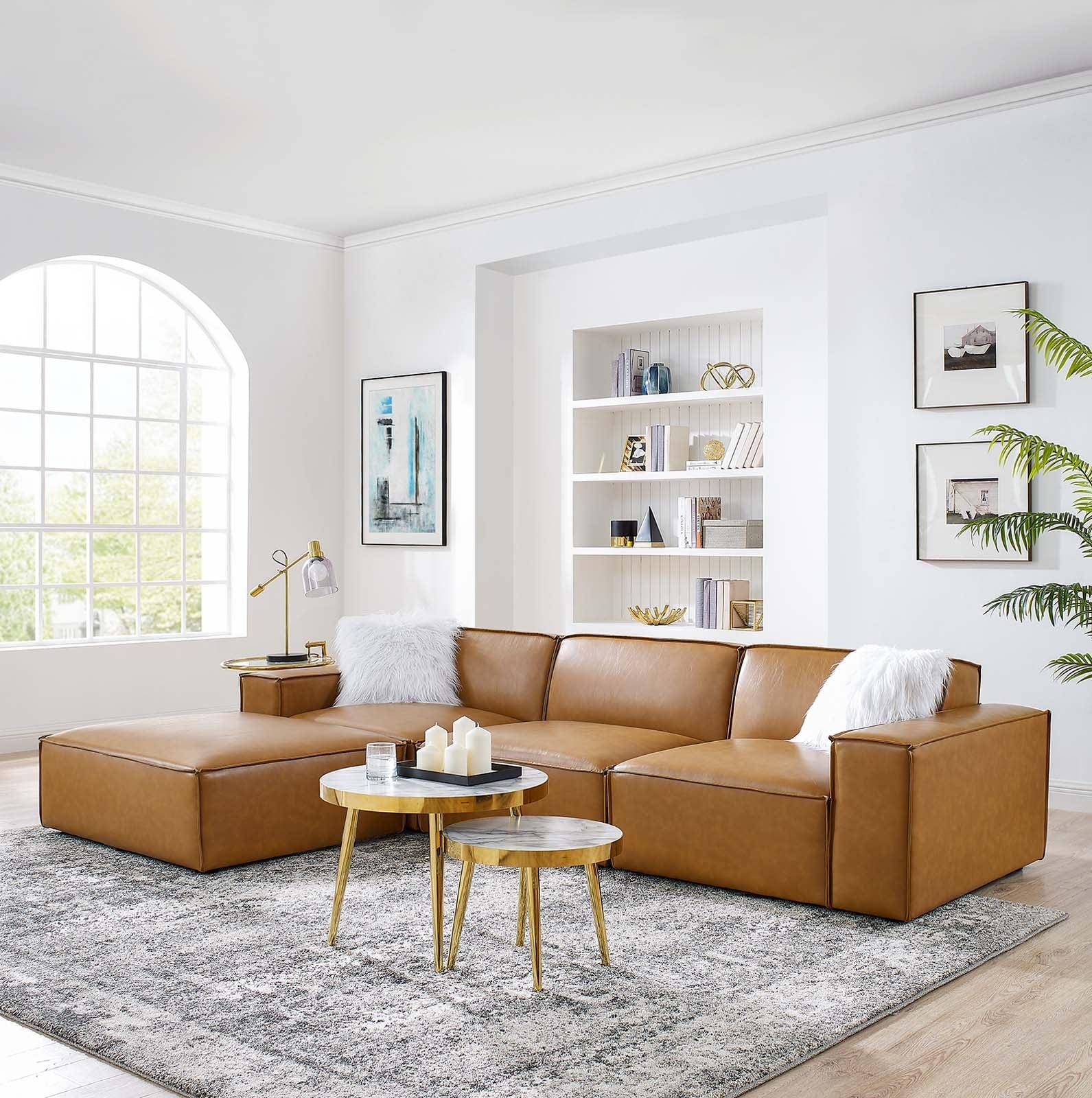 Modway Restore 4-Piece Vegan Leather Sectional Sofa FredCo