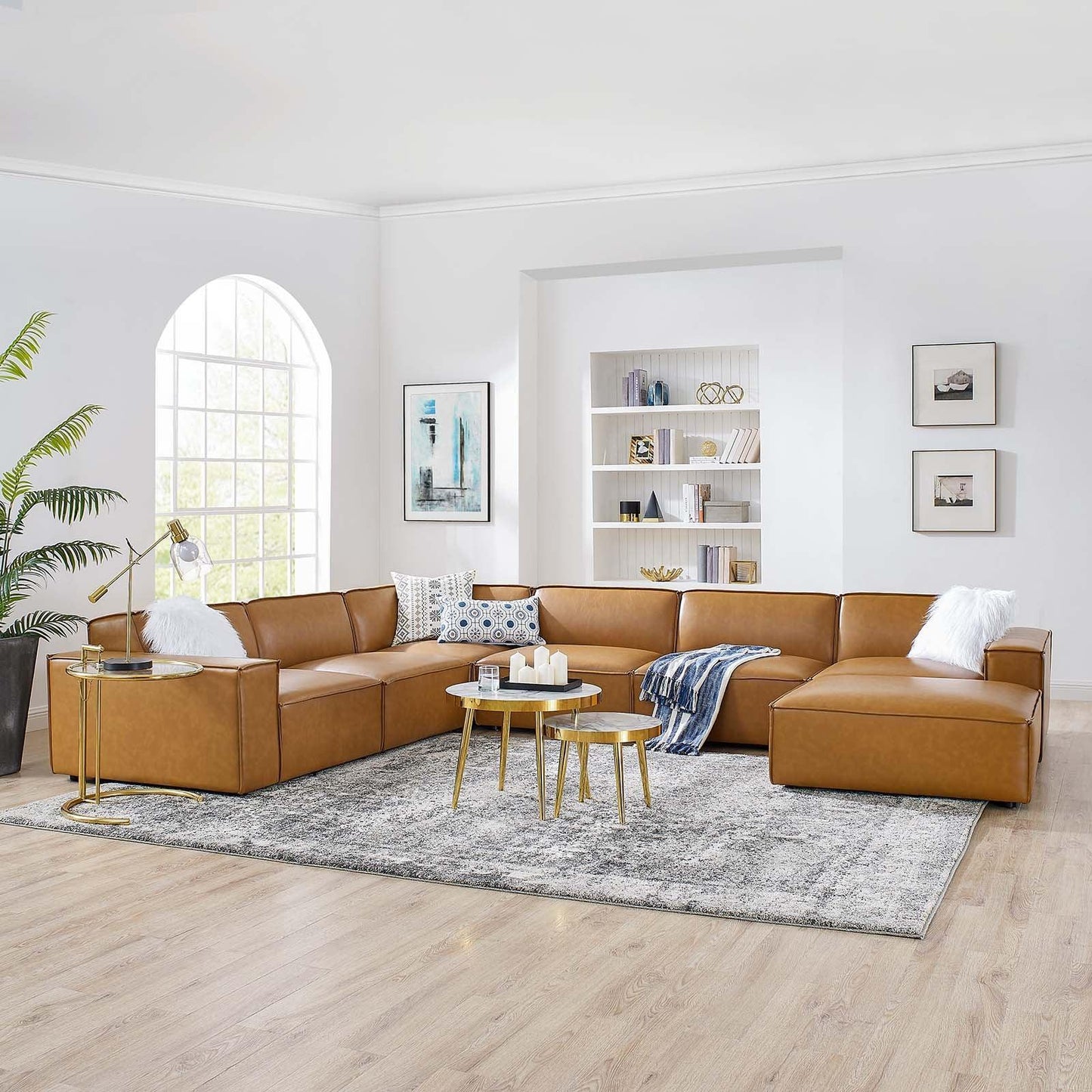 Modway Restore 7-Piece Vegan Leather Sectional Sofa FredCo
