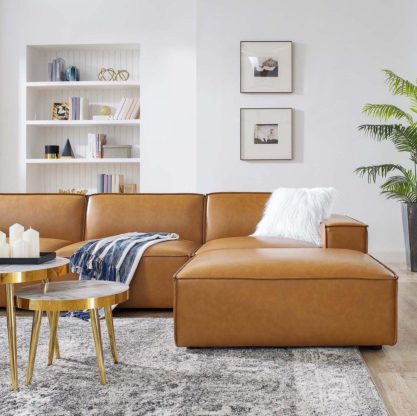 Modway Restore 7-Piece Vegan Leather Sectional Sofa FredCo