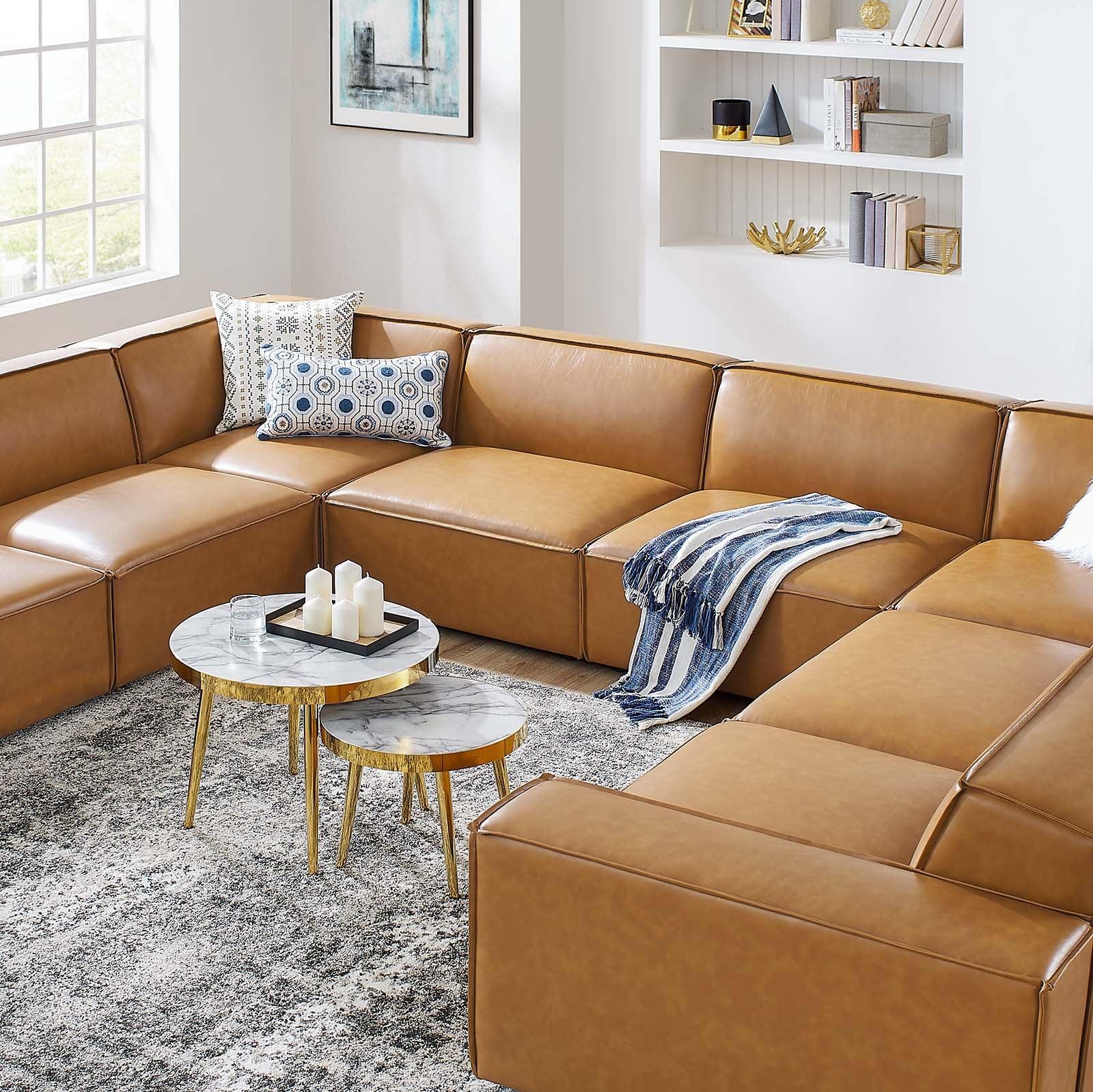 Modway Restore 8-Piece Vegan Leather Sectional Sofa FredCo