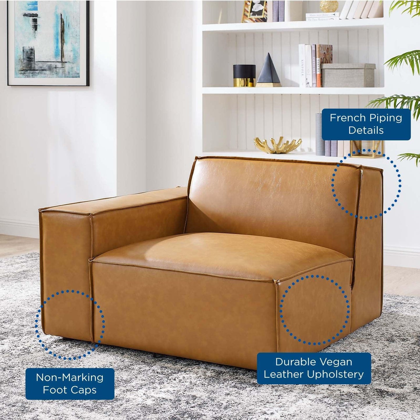 Modway Restore Left-Arm Vegan Leather Sectional Sofa Chair FredCo