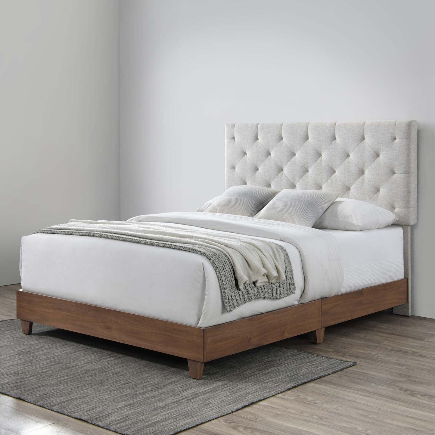 Modway Rhiannon Diamond Tufted Upholstered Fabric Queen Bed FredCo