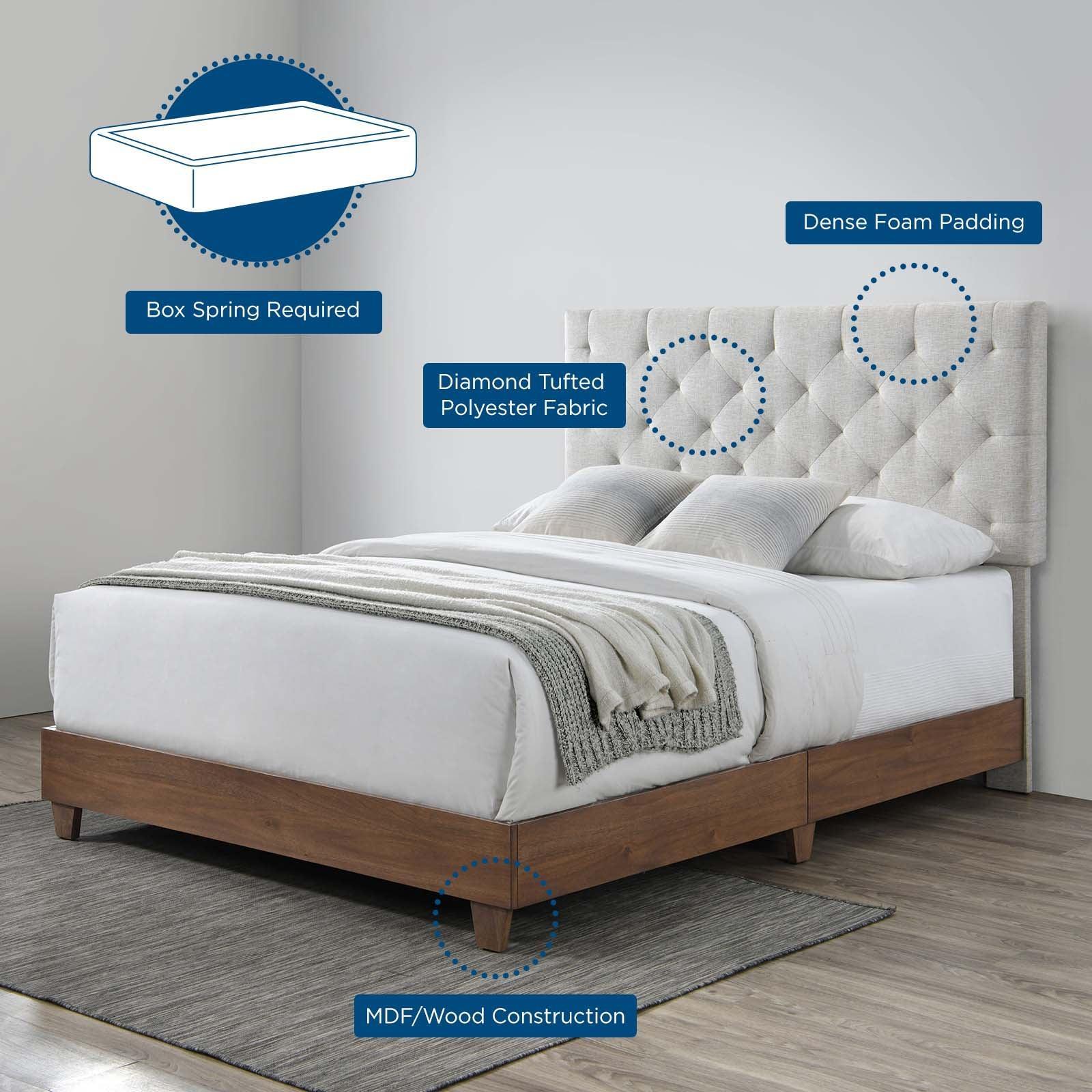 Modway Rhiannon Diamond Tufted Upholstered Fabric Queen Bed FredCo