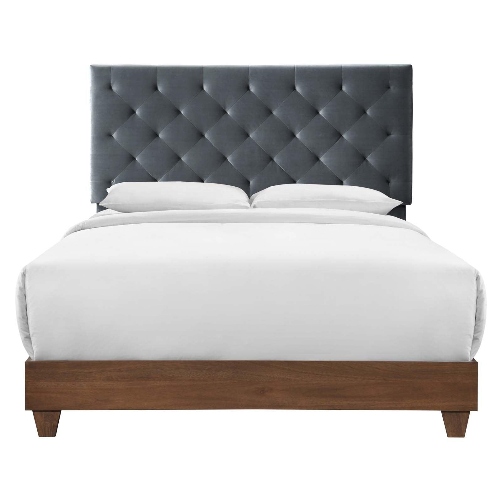 Modway Rhiannon Diamond Tufted Upholstered Performance Velvet Queen Bed FredCo