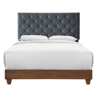 Modway Rhiannon Diamond Tufted Upholstered Performance Velvet Queen Bed FredCo