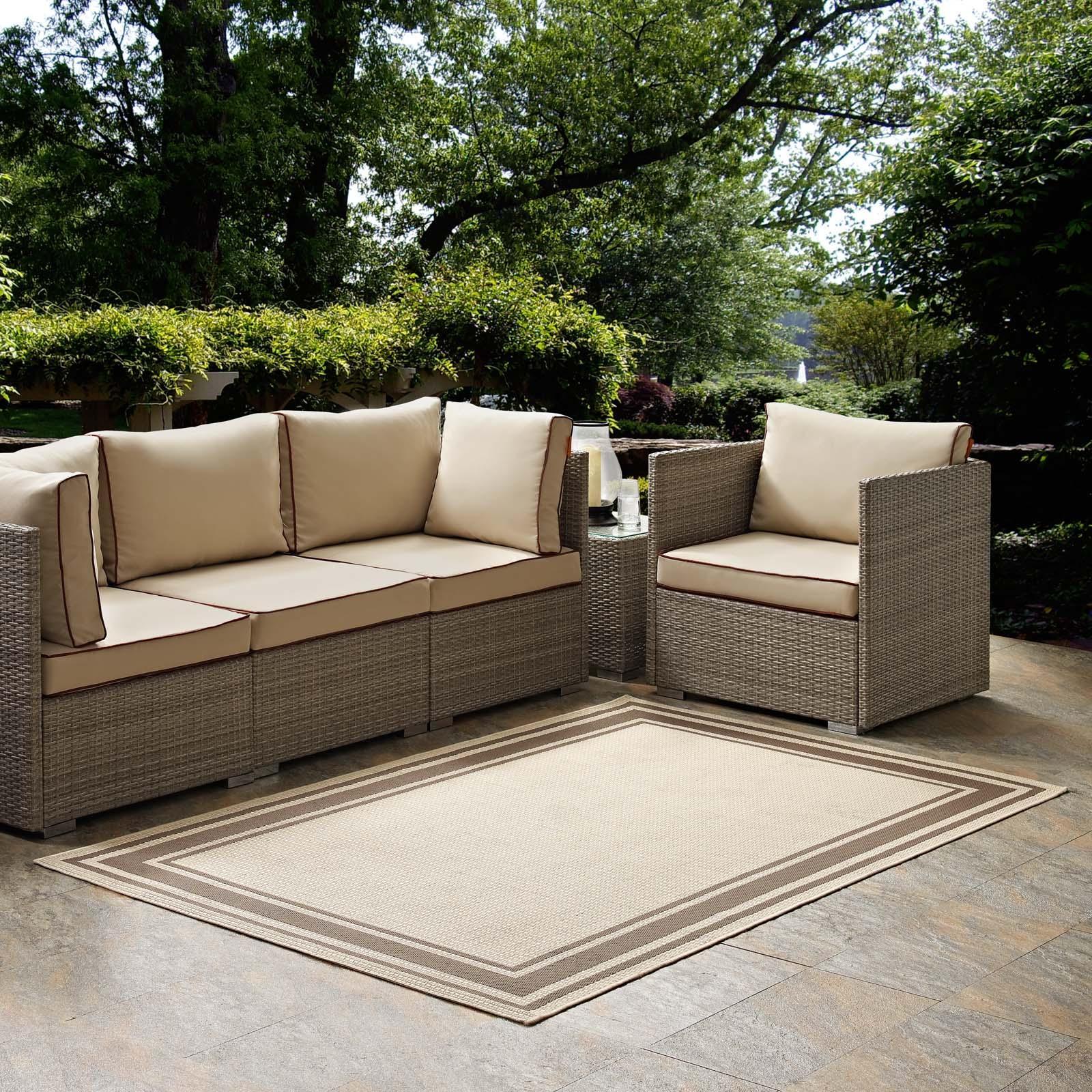 Modway Rim Solid Border Indoor and Outdoor Area Rug FredCo